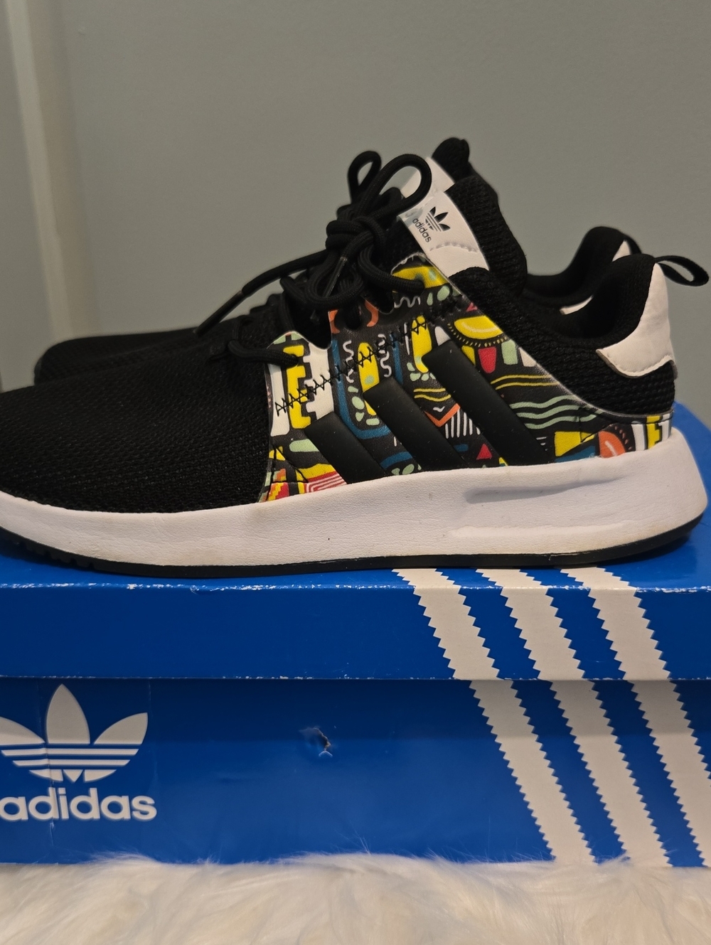 adidas Kids Black Sneakers with Multicolor Graphic Accents